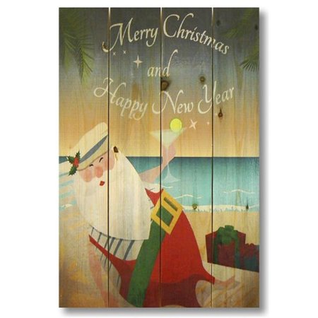 WILE E. WOOD 14 x 20 Merry Christmas Beach Santa Wood Art WI86815